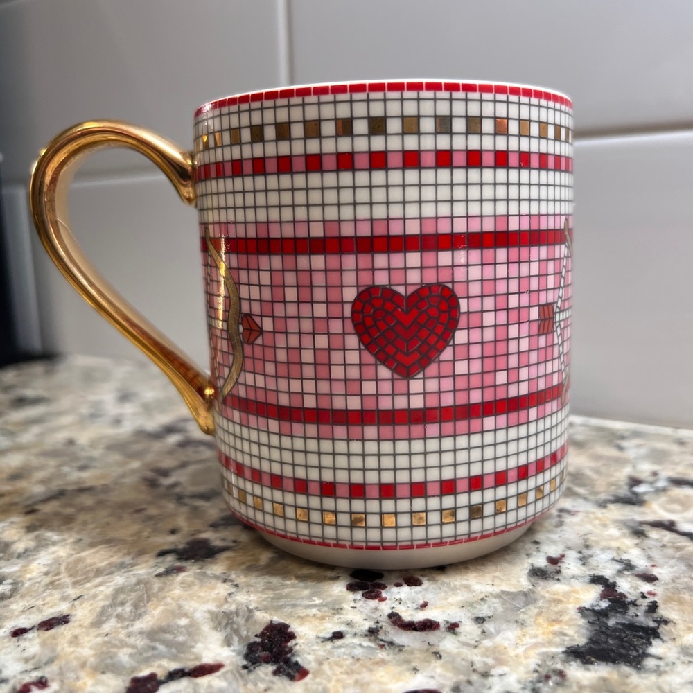 BNWT Anthro Bistro Tile Heart and Arrow Mug Valentine’s Edition